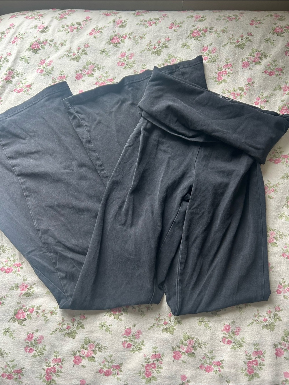 Aerie Black High-Waist Fold-Over Leggings